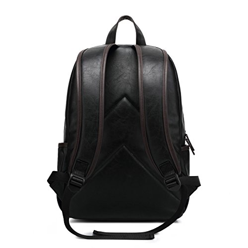 BAOSHA BP-19 TOP PU Leder 15 6 Zoll Laptop Rucksack Demen Herren Schultertasche College Student School Sch  lerrucksack Daypack Schwarz