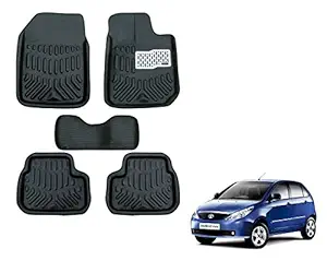 Auto Hub EVA, PVC 4D Car Foot/Floor Mats Compatible with TATA Indica Vista (Model : 2008-2016) -Black