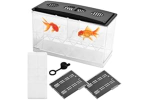 Amexo Fish Tank Aquarium, 1.5L Betta Aquarium Transparent Aquarium Goldfish Tank for Fish Sea Monkeys Shrimp Snails