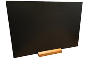 QUICKDRAW A3 Landscape Table Top Chalkboard with Wooden Plinth Stand – Rectangular Chalk Boards for Menus Specials & Cafes – Easy Wipe Clean Double Sided Blackboard Sign – for Liquid & Normal Chalk