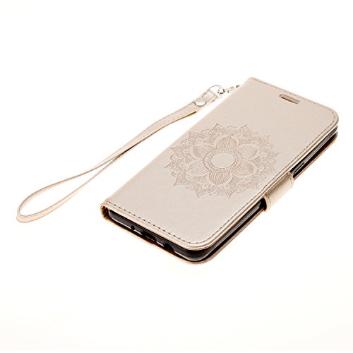 Für Samsung Galaxy J5 2016 Hülle Golden,Cozy Hut Datura Blumen Flip Case Wallet Cover mit Strap Tasche PU Leder Handytasche Lanyard Handyhülle Schutz Hüllen im Bookstyle Ledertasche mit Stand Funktion Kartenfächer Magnetverschluss Magnet Etui Schale Schutzhüllen für Samsung Galaxy J5 2016 / SM-J510 5,2 Zoll – golden - 3