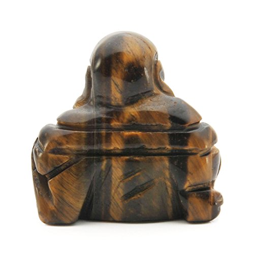 JOVIVI Dekoration Reiki Edelstein Kristall Maitreya Happy Buddha Figur Schutzengel Talisman Glücksbringer Feng Shui Energietherapie Deko (Tigerauge) - 4