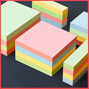 Wolpin Sticky Notes 400 Sheets ( 4 Colors x 100 Sheets Each) Self Adhesive Memo Pad 7.6 cm x 7.6 cm