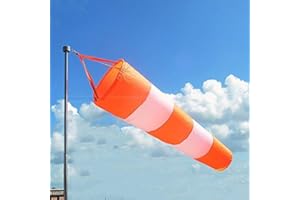 Risingmed Manche à air d’aéroport, manche à air indéchirable pour extérieur, permet la mesure du vent, avec bandes réfléchissantes et œillet (80 cm)