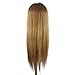 Hairdressing 50% Brown Professional Real Hair 24 Inch,CoastaCloud Training Mannequin Head Hairdresser Human Hair with Clamp