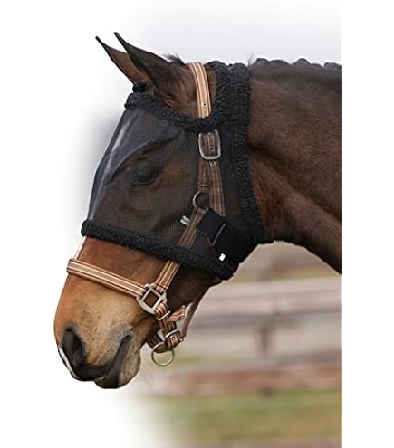 Kerbl Masque Anti-Insectes Pour Cheval - Protection Oreilles, Tissu Maille PVC, Fermeture Velcro