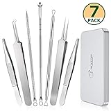 BESTOPE Blackhead Remover Eyebrow Tweezers Set 7PCs Comedone Extractor Pimple Spot Popper Eyebrow Splinter Ingrown Hair Removal Tool