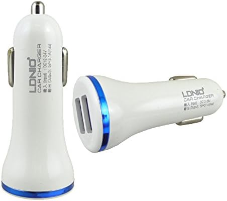 Lonio® White / Blue Rapid 3.1A Dual USB Car Charger Suitable For Samsung Galaxy Amp 2 / Galaxy Express 3