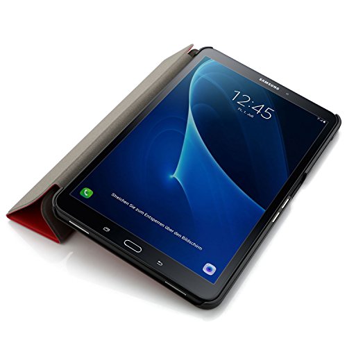 iHarbort® Premium Hülle für Samsung Galaxy Tab A 10.1 (SM-T580/T585) – Samsung Galaxy Tab A 10.1 hülle Etui Schutzhülle Case Cover Holder Stand mit Smart Auto Wake / Sleep-Funktion (Rot) - 4