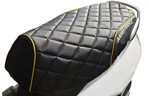 Mototrance PU Leather Designer Bike Scooter Seat Cover (MTSC-304-BLYW) for Honda Activa 6G -Black Yellow