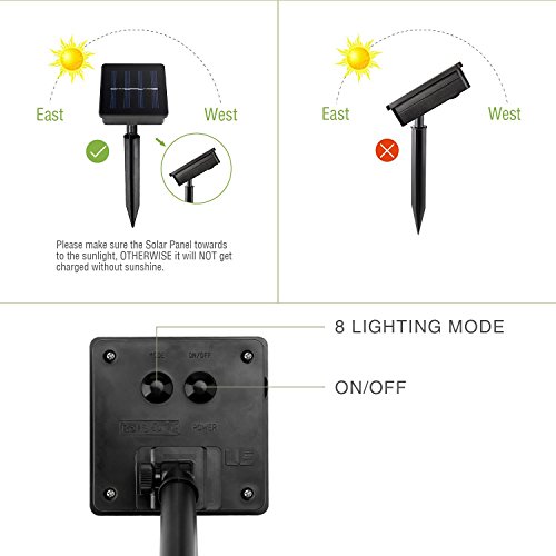 LE 20M Solar Lichterkette 200 LEDs IP44 Wasserfest 8Modi Batteriebetrieb Garten Terrasse Weihnachten Aussenbereich deko (Warmweiß) - 5