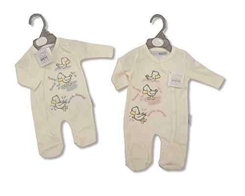 Premature Baby Cotton All in One Romper Suit Pink With Ducks Embroidery - 5/8 lbs