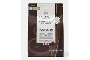 Callebaut Power Dark Chocolate Callets – 80% Cocoa – 2.5 kg Bag – Premium Belgian Couverture “Power 80” for Baking, Ganache & Moulding