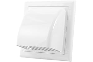 F.H. ANA Osłona wylotowa, kratka wentylacyjna 190 x 190 mm/250 x 250 mm z zaworem zwrotnym, Ø 100 125 150 mm, tworzywo sztuczne ABS, kratka chroniąca przed warunkami atmosferycznymi – otwór suszarki – otwór wylotowy powietrza (biały, kołnierz: Ø 150 mm)