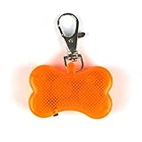Patrón: Solido SUXIAO Mascota Perro Parpadeante Collar Colgante Hebilla Hueso en Forma LED luz Intermitente Noche   envío de la Gota, Naranja, tamaño Libre