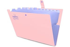 通用 Rozszerzana teczka na dokumenty, organizer na dokumenty, teczka na dokumenty A4, wysoka pojemność, łatwa do przenoszenia, z zapięciem na klamrę i 12 przegródkami, do użytku domowego, biura i szkoły (różowa)