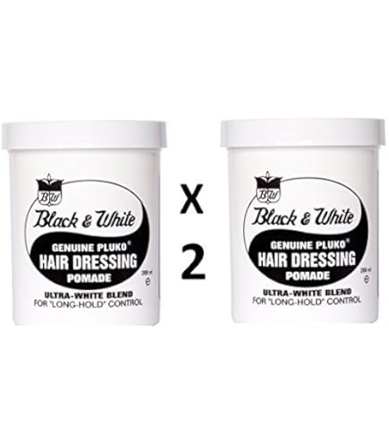Hair Dressing Pomade Black & White Genuine Pluko Hair Pomade  200ml (Pack  Of 6) For Flexible Styling & Hold
