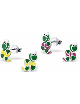 SL-Collection Ohrringe Kinderohrringe bunter Regenwurm 925 Silber