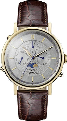 Vivienne Westwood Men's Quartz Watch with Silver Dial Analogue Display and Brown Leather Bracelet VV164CHBR
