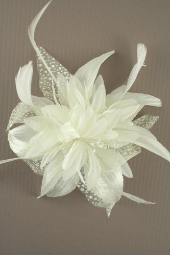 Allsorts® Cream Feather Comb Fascinator Brooch Pin Ladies Day Royal Ascot Weddings