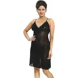 Indiatrendzs Women 3pc Set Stretchable Net Black Short Nighty With Lingerie (Chest : 38)