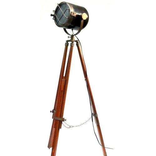 Antique Marine Ship Searchlight Nautical Floor Lamp Double Tone Finish /Brown Tripod