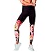 Produktbild Btruely Yoga Hosen Damen Leggings Sporthosen Skinny Jogginghose Blumen Freizeithosen Weiche Hose für Damen Hight Waist Yoga Hosen Fitness Leggings Hosen Mode Stretchhose Patchwork Hosen (XL, Schwarz)