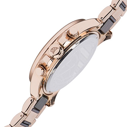 Spinnaker Vessel Men's Quartz Watch with Wood Bezel and White Dial Chronograph Display on Solid Stainless Steel and Sandalwood Bracelet SP-5027-33