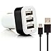 Produktbild Saxonia KFZ Ladegerät + USB C Kabel Adapter mit 3 USB Port Auto Ladeadapter für Tablet und Smartphone HTC 10, Huawei P9, Nexus 6P, Honor 5X, LG G5, Lumia 950/950 XL und weitere | Schwarz (USB Type-C 1m Kabel schwarz)