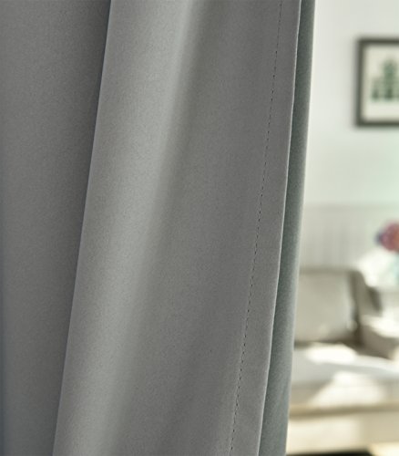 EUGAD VH5867dgr Gardine Vorhang blickdicht mit Ösen , leicht schwere Verdunkelungsgardine Verdunkelungsvorhang Ösenschal , 135×175 cm , Dunkelgrau - 8