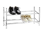 WENKO Étagère à chaussures - télescopique, empilable, 2 étages, pour 10 paires de chaussures, Métal,  64-119 x 35 x 23 cm, Chromé