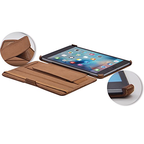 MANNA Schutzh  lle f  r iPad mini 4   Kunstleder  braun   Autosleep-Funktion   EasyStand   Cleverstrap