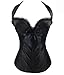Produktbild HLGO Sexy Corsage Top Neckholder Korsett Bustier Schleife Vollbrust Korsett mit Träger Schwarz, L