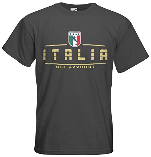 Italien Italia EM 2016 Fanshirt T-Shirt Trikot (Graphit, L)