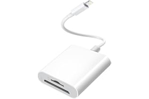 BYONGCHO SD Card Reader for iPhone/iPad, Lightning to SD Card Camera Reader Memory Card Reader Trail Camera Viewer SD Card Adapter for iPhone14/13/12/11/XS/XR/X/8/7/iPad,Plug and Play (White-Dual Port)