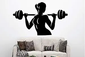 VVWV Women Gym Wall Stickers for Home Living Kids Bed Room Hall Kitchen Wall Decor Stickers PVC Vinyl Decals L X H 55 X 90 CMS