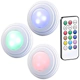 3 farbwechselnde RGB-LEDs: für 12 verschiedene Farben • Ausschalt-Timer mit wahlweise 4 oder 8 Stunden Laufzeit • Mit kompatiblen LED-Unterbauleuchten endlos erweiterbar • Maße Fernbedienung: 40 x 6 x 85 mm, Gewicht (ohne Batterien): 11 g