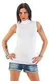 Länge ca. 60cm BALI Lingerie - Damen Ärmellos Shirt Rollkragen T-Shirt Top - S M L XL (S/M, Weiß)
