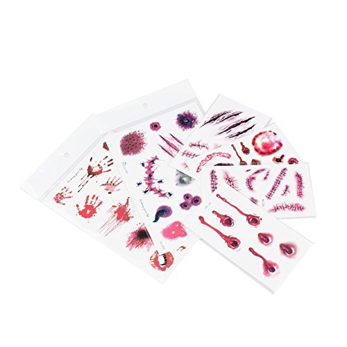 TiAN Qin WY Tatuajes Temporales, cuerpo cicatriz pegatinas sangrado herida para cosplay, fiestas, Halloween, disfraz de impermeable (6pcs)