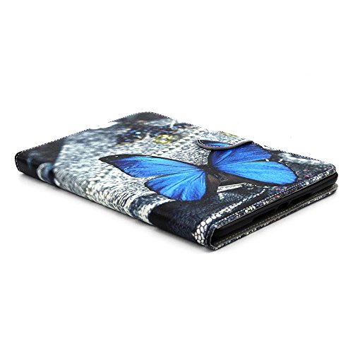 iPad Mini 3 Hülle, Deenor Dark blue butterfly Pattern PU Leder Abdeckung Stand Flip Schutzhülle Hülle für Apple iPad Mini 1/2/3 Generation. (Dark blue butterfly) - 5