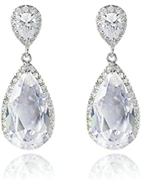 Aooaz Schmuck Damen Ohrringe Tropfen Ohrhänger Weiß Ohrstecker Strass Creolen für Frauen Braut Hochzeit