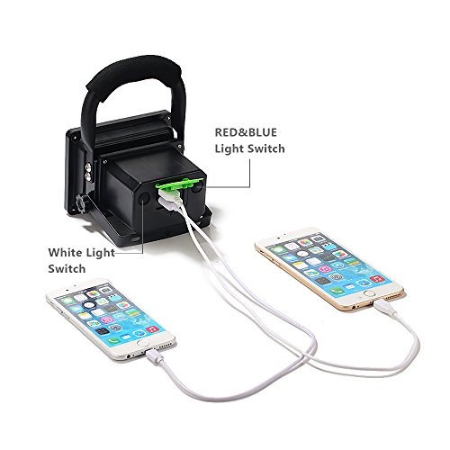 GRDE® Neuest 15W LED Arbeitsleuchte Tragbar Ultra Helle Handlampen Flutlicht Taschenlampen, Wasserdicht Flutfest Wiederaufladbar Abnehmbar Work Akku Work Light Lampen Torches, Multi Modi 24 LED Birnen 1600 Lumen 360° Drehbar Sicherheit Strahler Leuchten Schwerfer, Außen Beleuchtung für Camping Fischen Forschungsreise Auto Hüten, (Mit USB Ports und Spezielle SOS Modus) (Schwarz) - 3