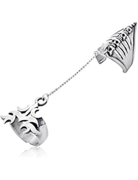 Llords Schmuck Gothic Punk Totenkopf Gliederring mit Kralle und Kette, feinster Zinn Metall Modeschmuck