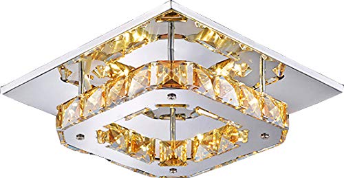 Preisvergleich Produktbild Eurohandisplay LED Deckenleuchte 5199-1fl Luxus Design Kristall beinstern Edelstahl Chrom Lichtfarbe kaltweiß A+ (5199-1 bernstein 21x21x9cm 12W)