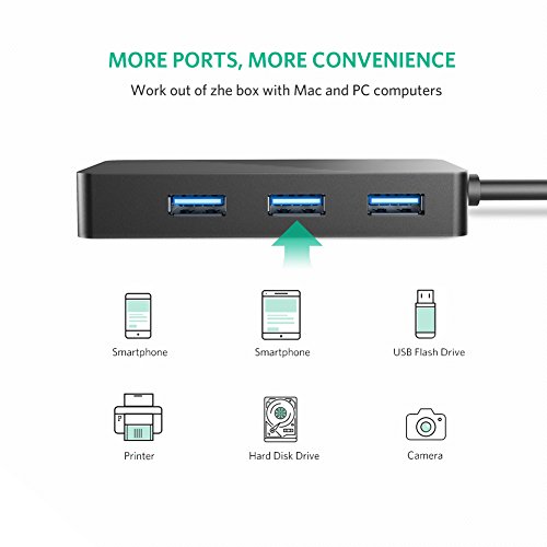 USB Kartenleser UGREEN USB 3.0 Hub 3 Port mit SD TF Kartenlesergerät für Windows 10/8.1/8/7/Vista/XP, Mac OS X, Linux und Windows Surface Pro,IdeaPad, MacBook Air usw - 4