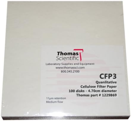 ThomasCFP3-110 Cellulose Qualitative Filter Paper, 6 Micron, Slow Flow, Grade, CFP3, 11cm Diameter (Pack of 100)