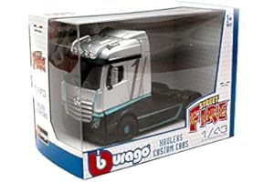 Burago- May Cheong GROUP-BBURAGO-1/43 Street Fire-Cabine de Camion Mercedes Benz Actros-Gris et Vert-pour Enfant dès 3 ans-32202, 32202, Multicolore
