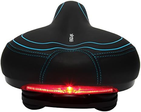 Latinaric Bike Saddle With Light Comfortable Cycling MTB Road Bicycle Seat Cushion Pad Waterproof Safety Taillight