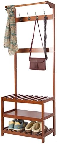 Floor Stand Hanging Rack European Solid Wood Coat Rack Hall Stand Landing Hanger Shoe Rack Changing His Shoes Stool Combination Shelf Bedroom Hanging Bag Hangers Floor Standing Coat and Hat Stand