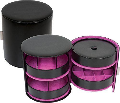 Preisvergleich Produktbild Windrose Merino Pink Schmuckkoffer rund Schwarz